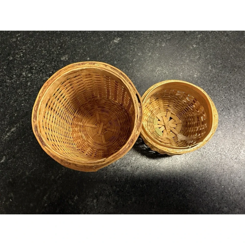 Vintage Miniature Wicker 5 Basket Lot 1.5-4